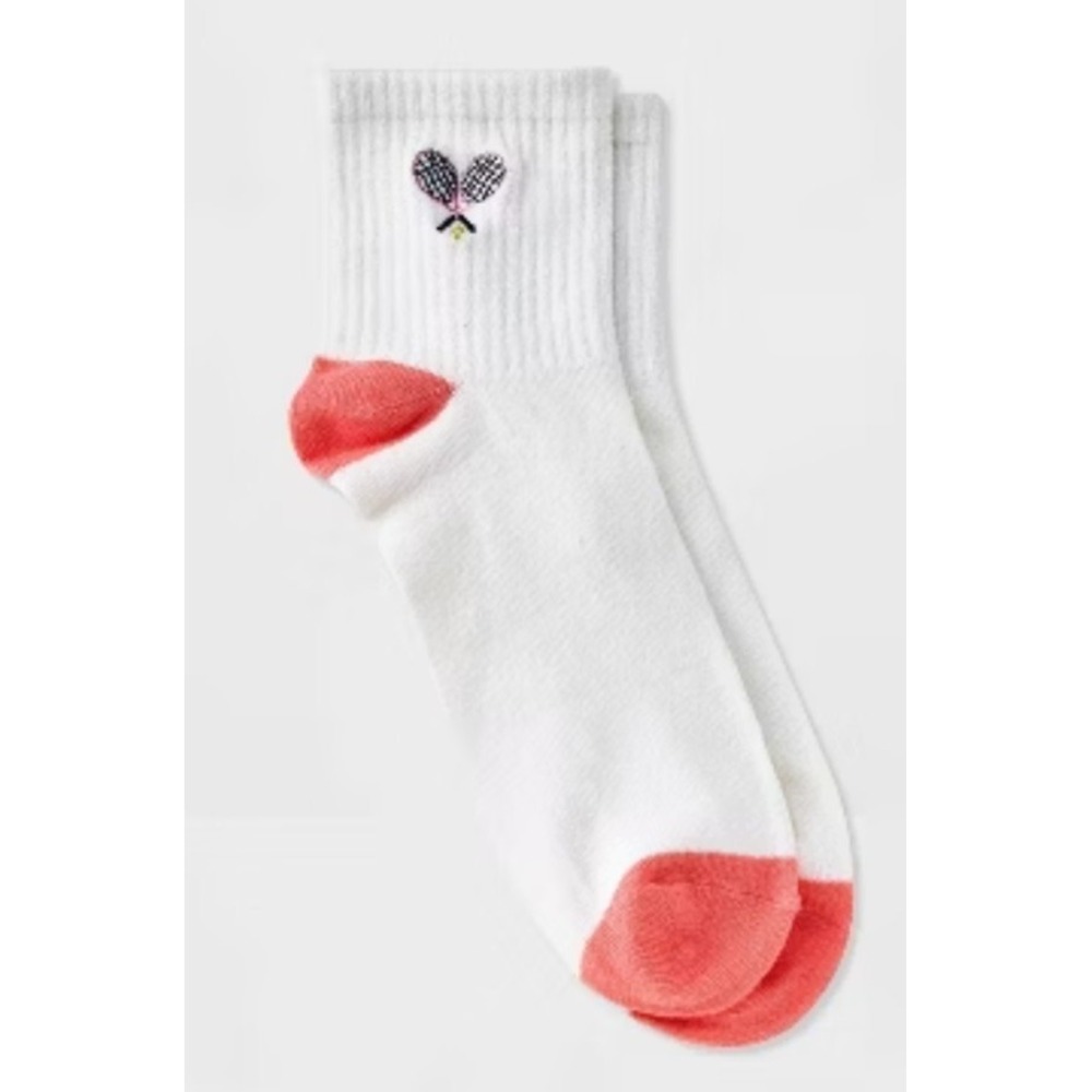 Hello Socks! Ankle Tennis Embroidered Black One Size 4-10 Adult Target V8a